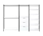 HomeStock Sistema Armadio in Composito di Legno Bianco da 197.3 cm H x 281.9 cm L per Organizzazione Universale con Cestini