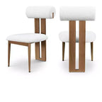Meridian Furniture,Dario Cream Boucle Fabric Dining Chair, Set of 2