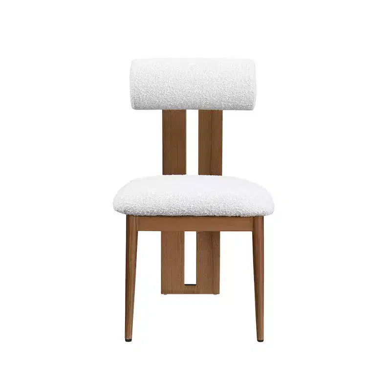 Meridian Furniture, Sedia da Pranzo Dario in Tessuto Bouclé Crema, Set da 2