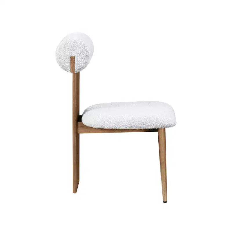 Meridian Furniture, Sedia da Pranzo Dario in Tessuto Bouclé Crema, Set da 2