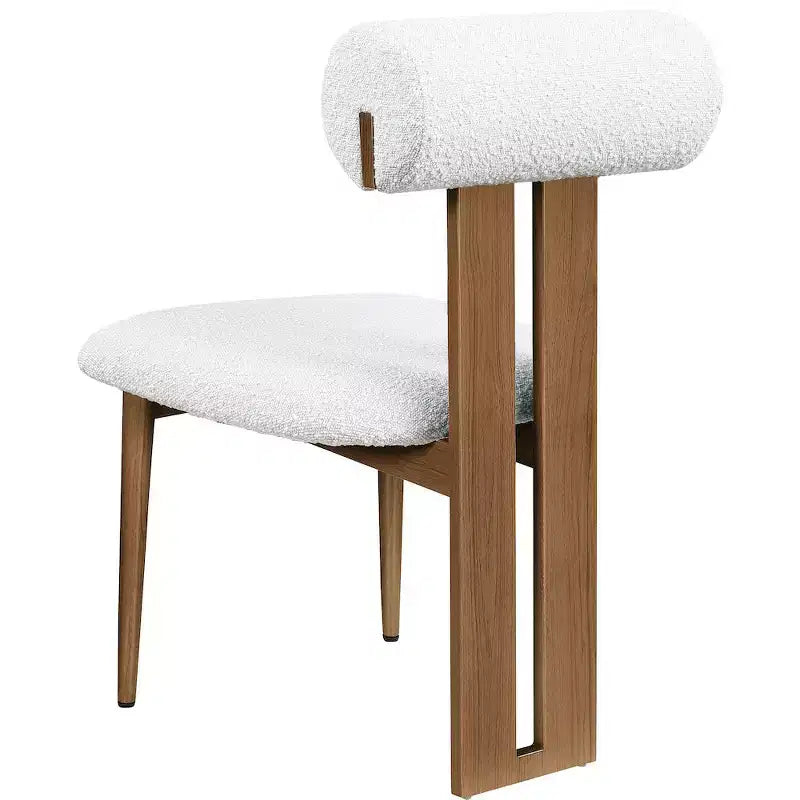 Meridian Furniture, Sedia da Pranzo Dario in Tessuto Bouclé Crema, Set da 2