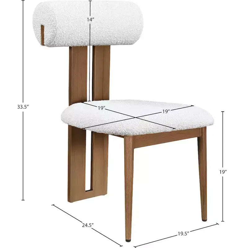 Meridian Furniture, Sedia da Pranzo Dario in Tessuto Bouclé Crema, Set da 2