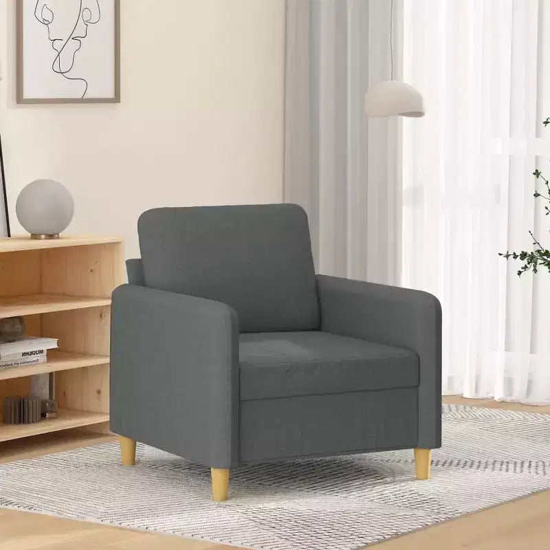 vidaXL Poltrona Imbottita Singola Divano da Soggiorno in Tessuto - Grigio Scuro 23.6