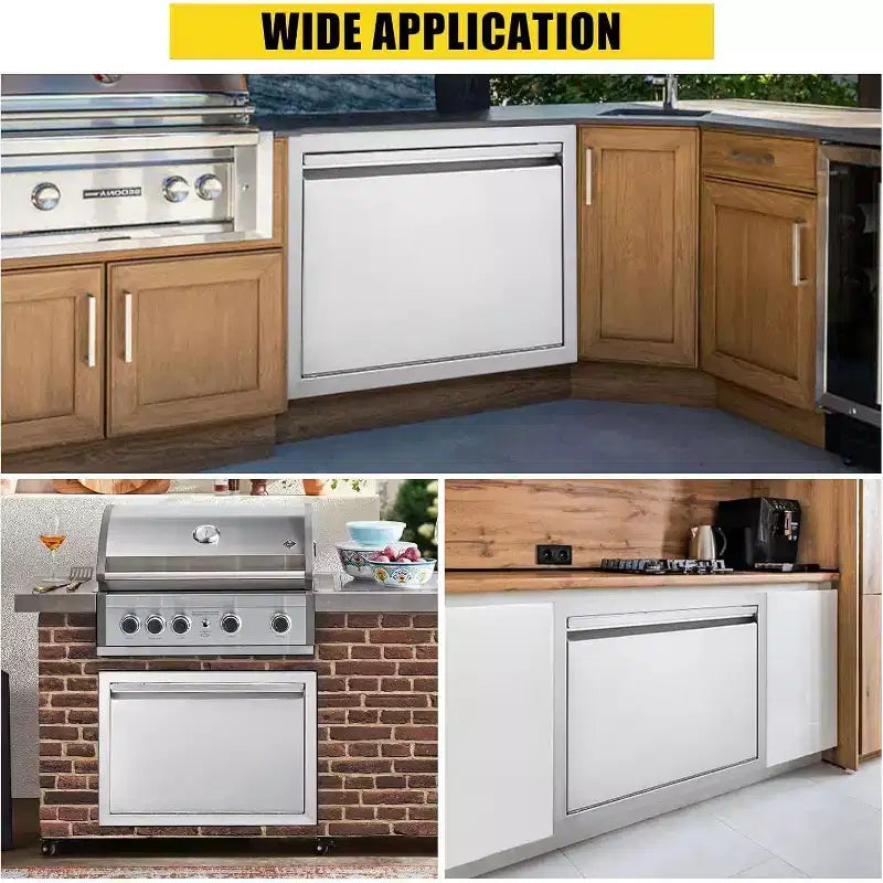 Anta di accesso per barbecue in acciaio inox spazzolato, ante per mobili da cucina da esterno, ante durevoli e resistenti alle intemperie per isole barbecue, adatte per esterni