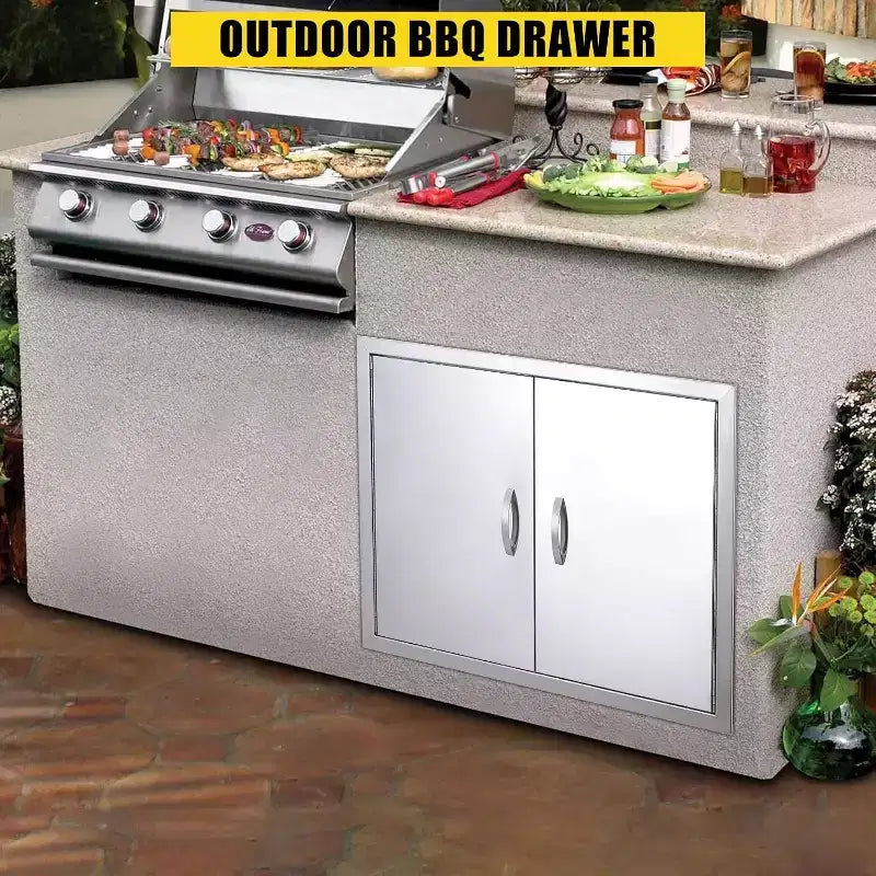 Anta di accesso per barbecue in acciaio inox spazzolato, ante per mobili da cucina da esterno, ante durevoli e resistenti alle intemperie per isole barbecue, adatte per esterni