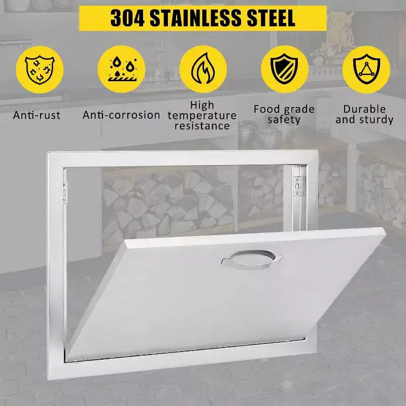 Anta di accesso per barbecue in acciaio inox spazzolato, ante per mobili da cucina da esterno, ante durevoli e resistenti alle intemperie per isole barbecue, adatte per esterni