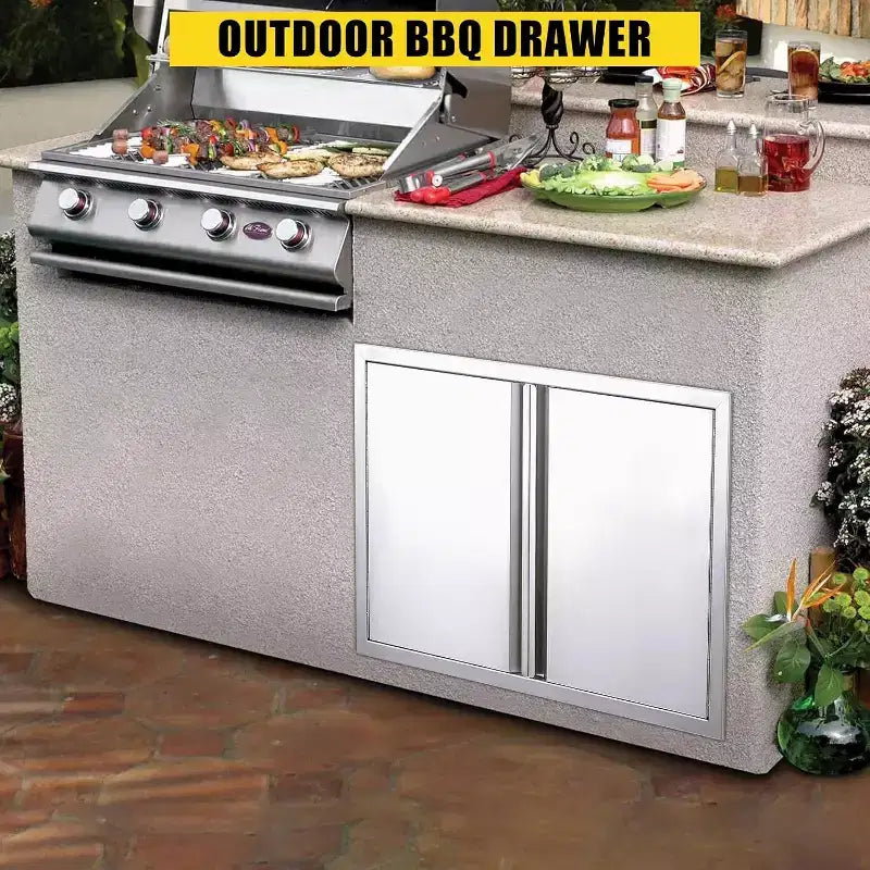Anta di accesso per barbecue in acciaio inox spazzolato, ante per mobili da cucina da esterno, ante durevoli e resistenti alle intemperie per isole barbecue, adatte per esterni