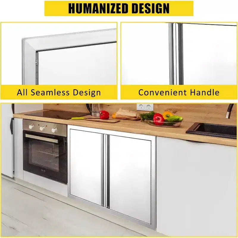 Anta di accesso per barbecue in acciaio inox spazzolato, ante per mobili da cucina da esterno, ante durevoli e resistenti alle intemperie per isole barbecue, adatte per esterni