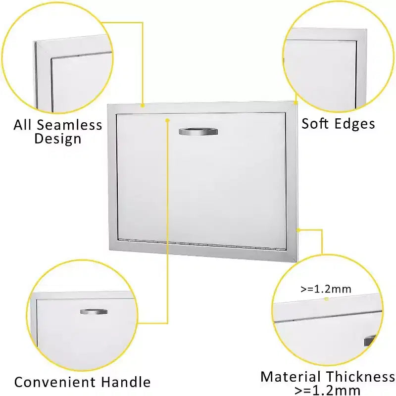 Anta di accesso per barbecue in acciaio inox spazzolato, ante per mobili da cucina da esterno, ante durevoli e resistenti alle intemperie per isole barbecue, adatte per esterni