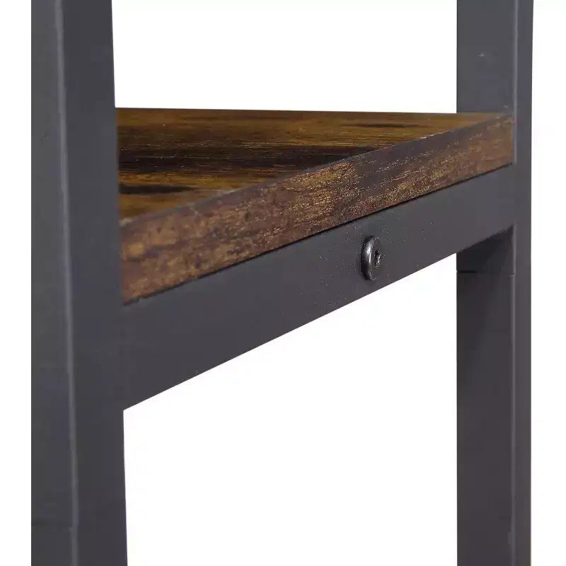 Acekool Libreria angolare a L a 5 ripiani, Scaffale angolare con struttura in metallo con ripiani aperti e pannelli curvi, Stile industriale vintage per soggiorno, ufficio