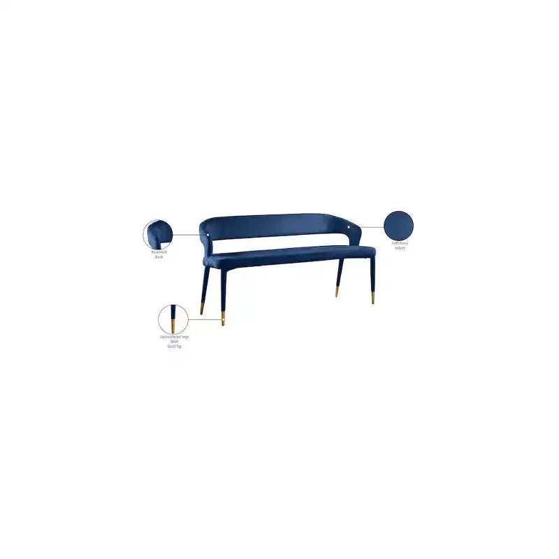 Meridian Furniture, Panca Destiny in velluto blu navy