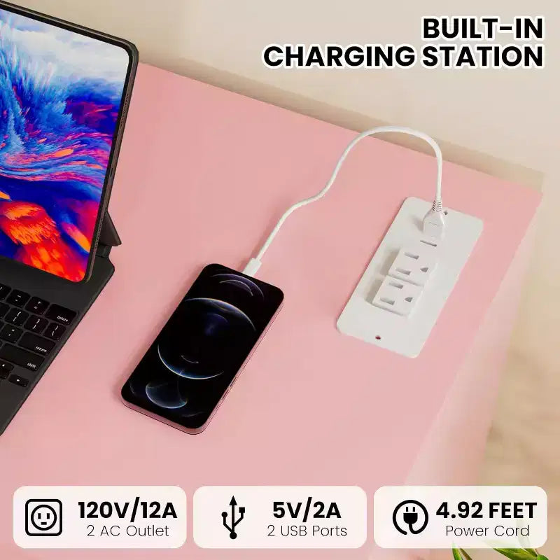 Acekool Cassettiera a 6 cassetti con mobiletto a 2 ante, Comò alto con stazione di ricarica, Mobile contenitore moderno per camera da letto, soggiorno, ingresso, ripostiglio