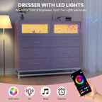 Acekool Cassettiera a 6 cassetti con mobiletto a 2 ante, Comò alto con stazione di ricarica, Mobile contenitore moderno per camera da letto, soggiorno, ingresso, ripostiglio