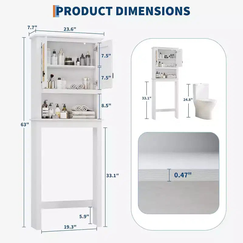 Mobile Contenitore Sopra il WC Alto 160 cm, Mobiletto Bagno Stile Rustico con Ripiano Regolabile, Scaffale Salvaspazio per Bagno Lavanderia