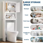 Mobile Contenitore Sopra il WC Alto 160 cm, Mobiletto Bagno Stile Rustico con Ripiano Regolabile, Scaffale Salvaspazio per Bagno Lavanderia