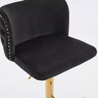 CLIHOME Set di 2 Sgabelli da Bar Girevoli Regolabili in Altezza con Base Dorata, Sgabelli da Bar Classici Rivestiti in Velluto