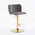 CLIHOME Set di 2 Sgabelli da Bar Girevoli Regolabili in Altezza con Base Dorata, Sgabelli da Bar Classici Rivestiti in Velluto