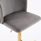CLIHOME Set di 2 Sgabelli da Bar Girevoli Regolabili in Altezza con Base Dorata, Sgabelli da Bar Classici Rivestiti in Velluto