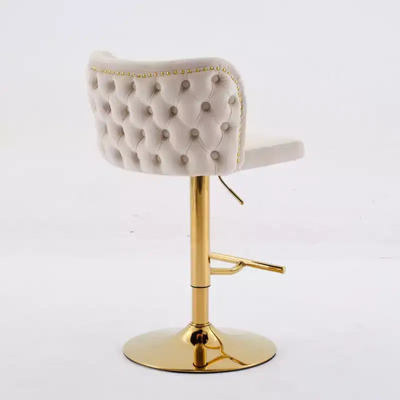 CLIHOME Set di 2 Sgabelli da Bar Girevoli Regolabili in Altezza con Base Dorata, Sgabelli da Bar Classici Rivestiti in Velluto