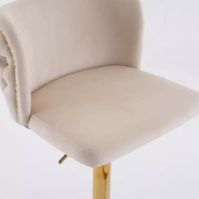 CLIHOME Set di 2 Sgabelli da Bar Girevoli Regolabili in Altezza con Base Dorata, Sgabelli da Bar Classici Rivestiti in Velluto