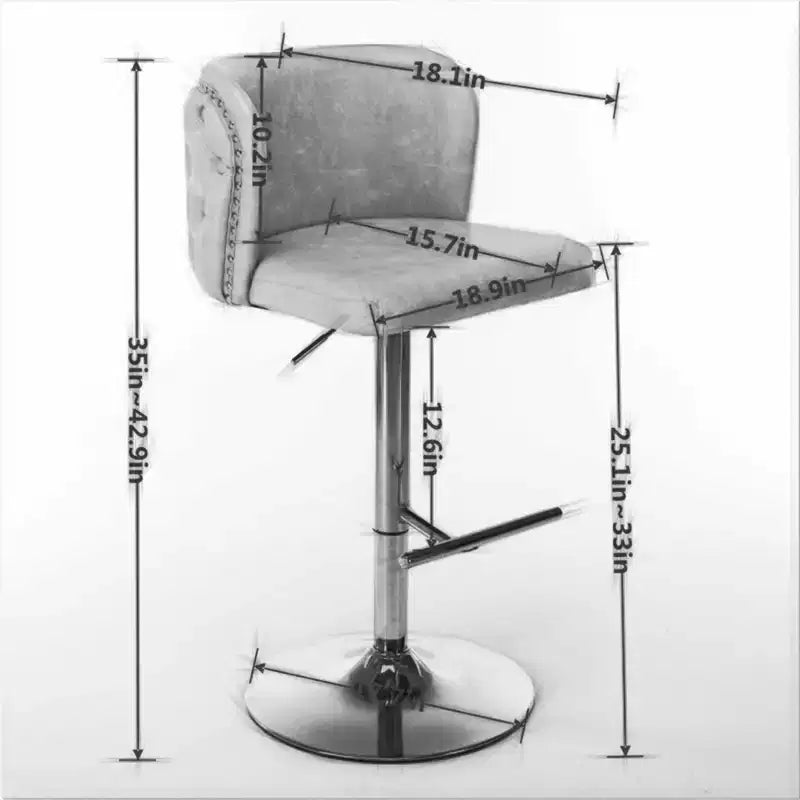 CLIHOME Set di 2 Sgabelli da Bar Girevoli Regolabili in Altezza con Base Dorata, Sgabelli da Bar Classici Rivestiti in Velluto