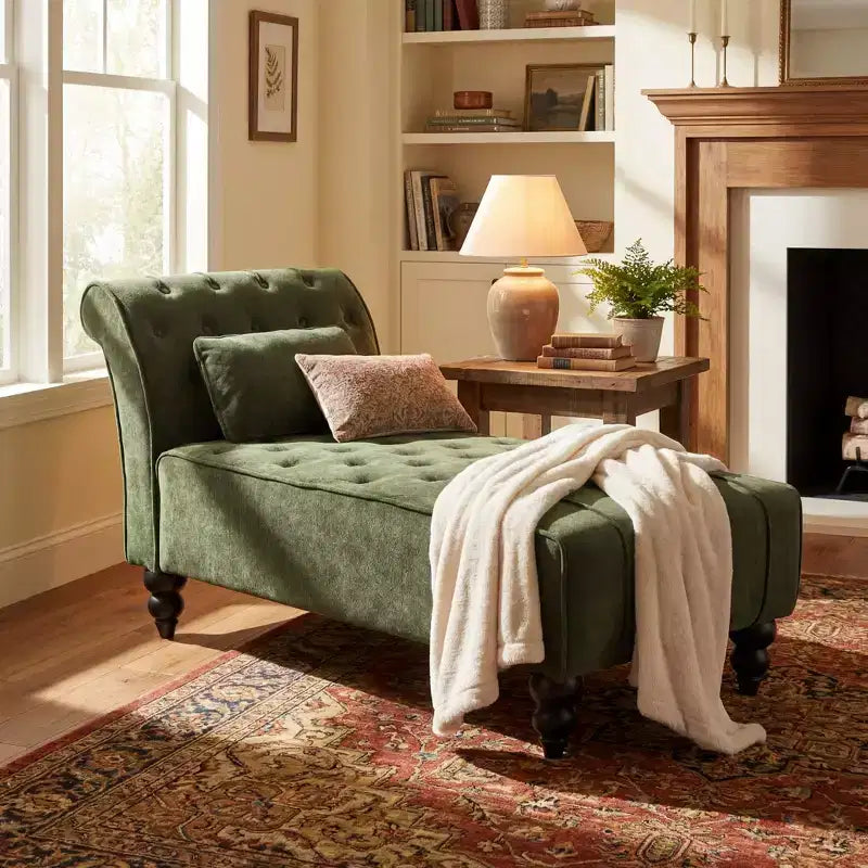 Christopher Knight Home Stroup Moderna chaise longue imbottita Glam con cuciture a rombi e bottoni a vista