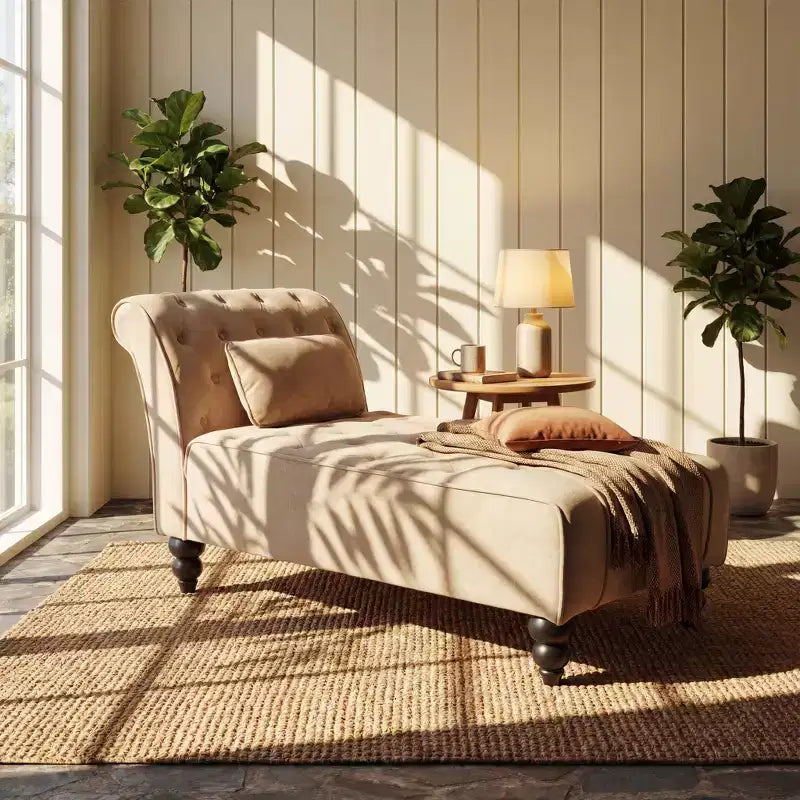 Christopher Knight Home Stroup Moderna chaise longue imbottita Glam con cuciture a rombi e bottoni a vista