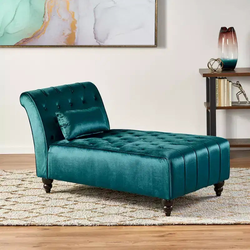 Christopher Knight Home Stroup Moderna chaise longue imbottita Glam con cuciture a rombi e bottoni a vista