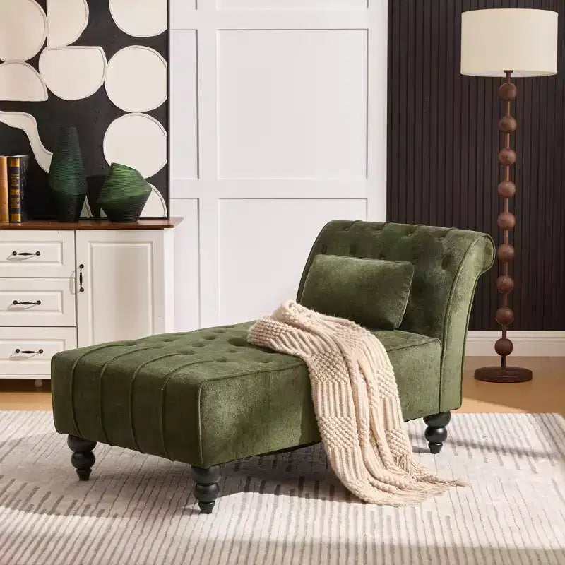 Christopher Knight Home Stroup Moderna chaise longue imbottita Glam con cuciture a rombi e bottoni a vista