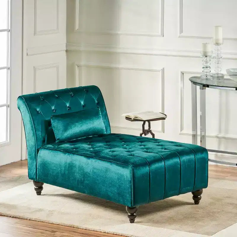 Christopher Knight Home Stroup Moderna chaise longue imbottita Glam con cuciture a rombi e bottoni a vista