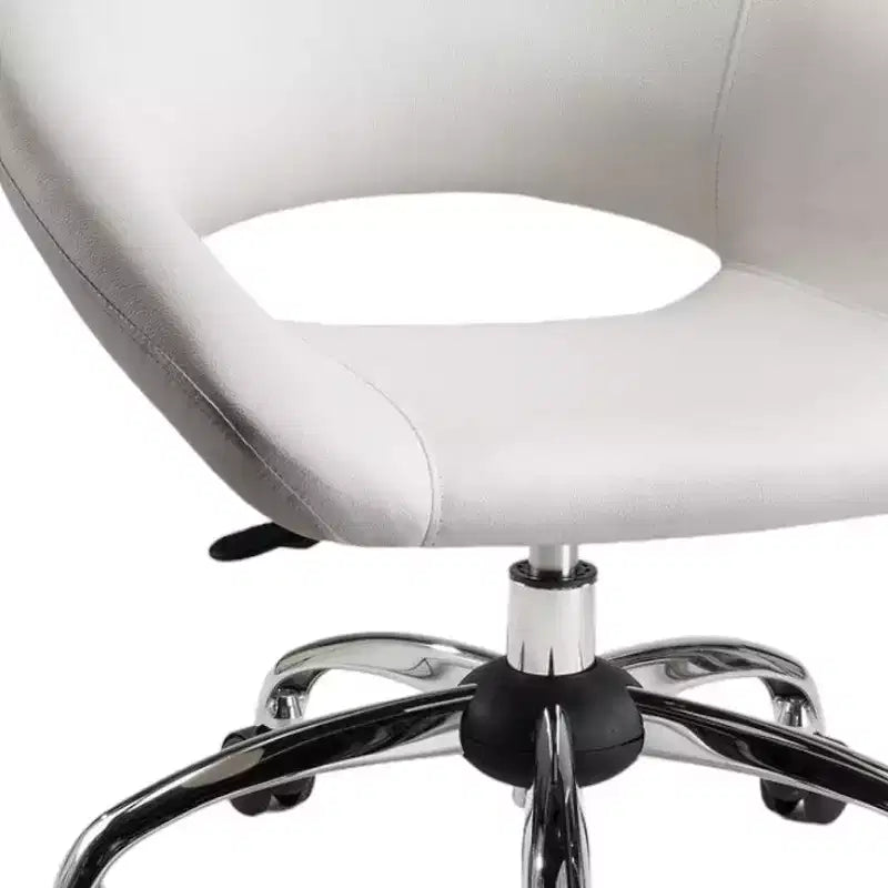 Sedia da ufficio girevole regolabile in altezza HomeRoots in ecopelle bianca e argento