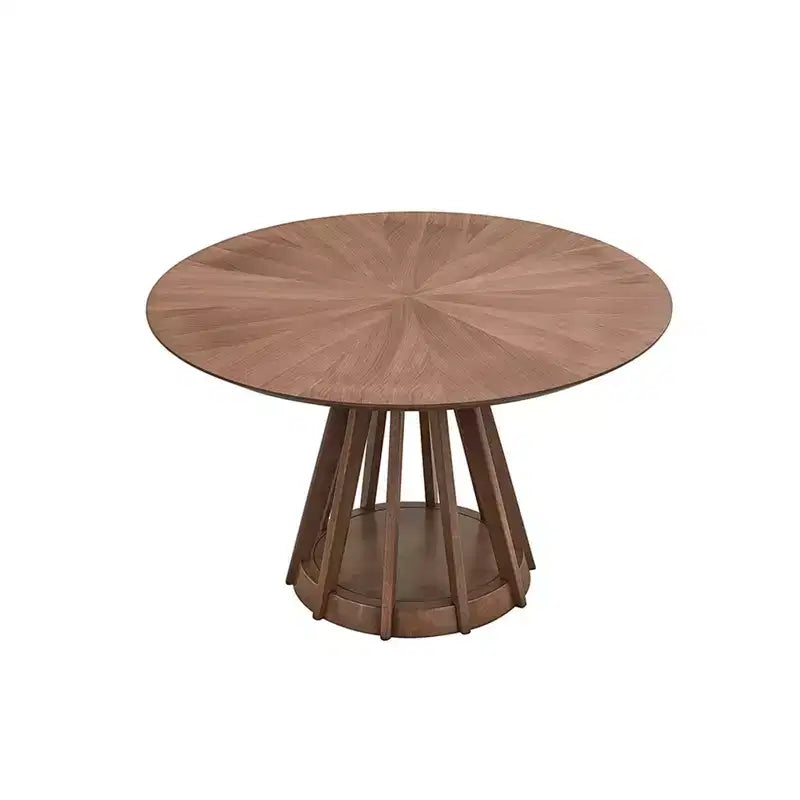 Tavolo da pranzo rotondo moderno Okak 47, in legno, per 4 persone, con piedistallo robusto, per casa, cucina