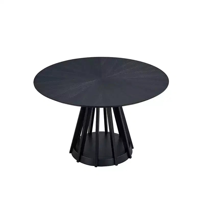 Tavolo da pranzo rotondo moderno Okak 47, in legno, per 4 persone, con piedistallo robusto, per casa, cucina