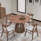 Tavolo da pranzo rotondo moderno Okak 47, in legno, per 4 persone, con piedistallo robusto, per casa, cucina