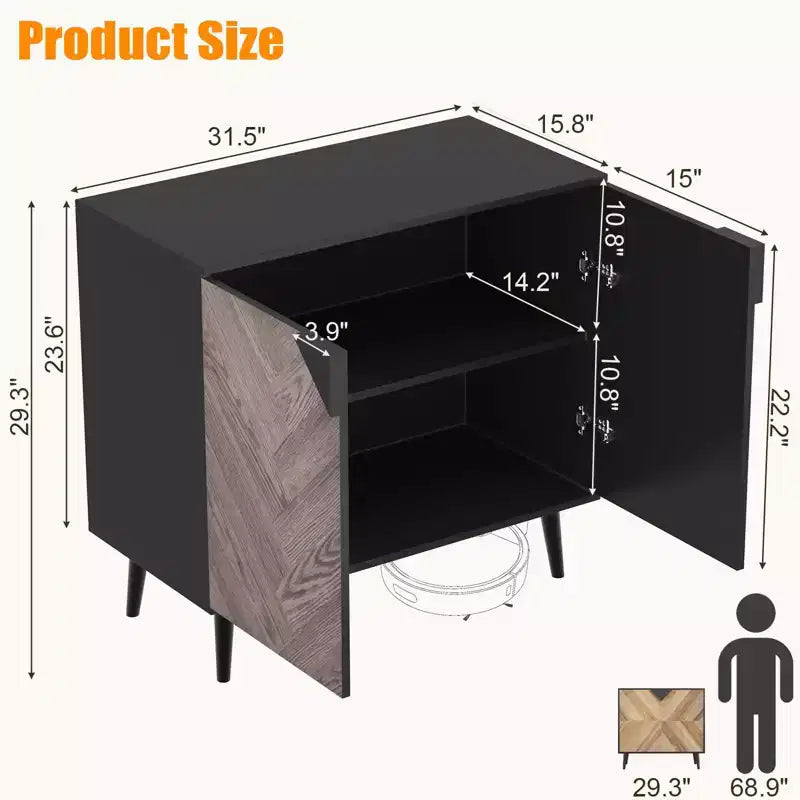 Mobiletto pensile moderno con ante, credenza a buffet con ante, credenza a buffet con finitura in legno e vani portaoggetti