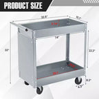 Carrello Portautensili a 2 Ripiani, Carrello Portautensili con Ruote Capacità 180 kg, Carrello di Servizio Resistente con Pannello Forato, Carrello Portautensili da Meccanico