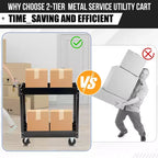 Carrello Portautensili a 2 Ripiani, Carrello Portautensili con Ruote Capacità 180 kg, Carrello di Servizio Resistente con Pannello Forato, Carrello Portautensili da Meccanico