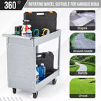 Carrello Portautensili a 2 Ripiani, Carrello Portautensili con Ruote Capacità 180 kg, Carrello di Servizio Resistente con Pannello Forato, Carrello Portautensili da Meccanico