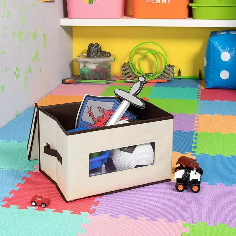 Set da 3 Contenitori Portaoggetti Pieghevoli in Tessuto, Cestini e Organizer con Maniglie, Cesti e Scatole per Organizzazione - 41,2 x 30,5 x 25,4 cm