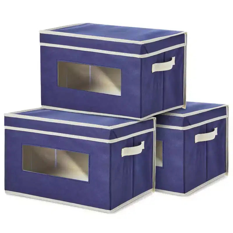Set da 3 Contenitori Portaoggetti Pieghevoli in Tessuto, Cestini e Organizer con Maniglie, Cesti e Scatole per Organizzazione - 41,2 x 30,5 x 25,4 cm
