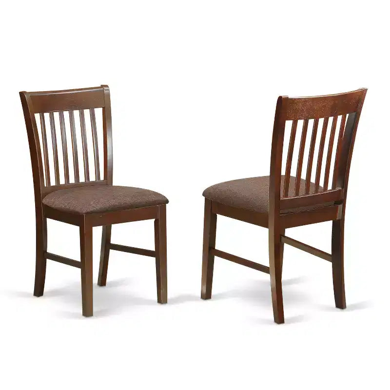 HomeStock Belmont, set da pranzo 3 pezzi, contiene un piccolo tavolo da pranzo e 2 sedie da pranzo moderne con sedile in tessuto di lino, finitura mogano
