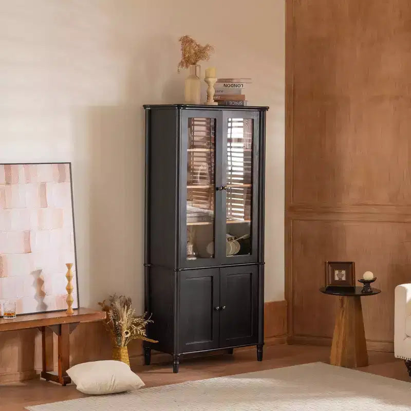 Okak Madia/Credenza Moderna con Ante in Vetro e Ripiani Regolabili, Libreria Dispensa per Cucina/Ingresso/Soggiorno