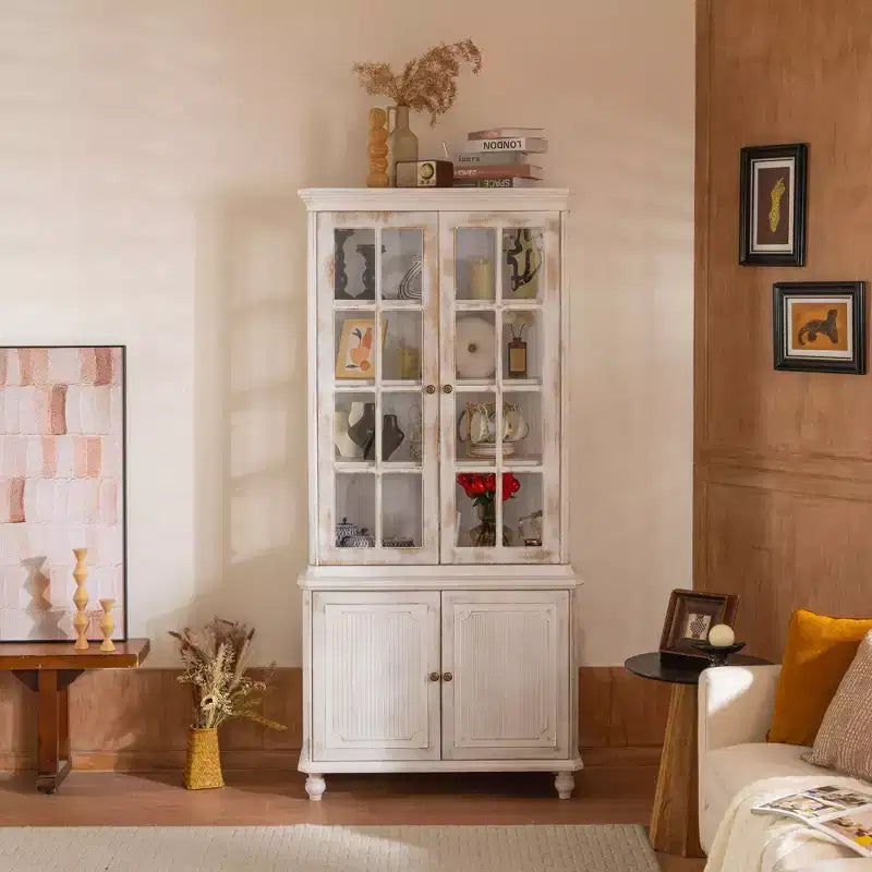 Okak Madia/Credenza Moderna con Ante in Vetro e Ripiani Regolabili, Libreria Dispensa per Cucina/Ingresso/Soggiorno