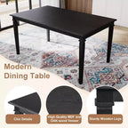 Set sala da pranzo rustico per 6, tavolo rettangolare in legno da 6 pezzi e 4 sedie con panca per cucina