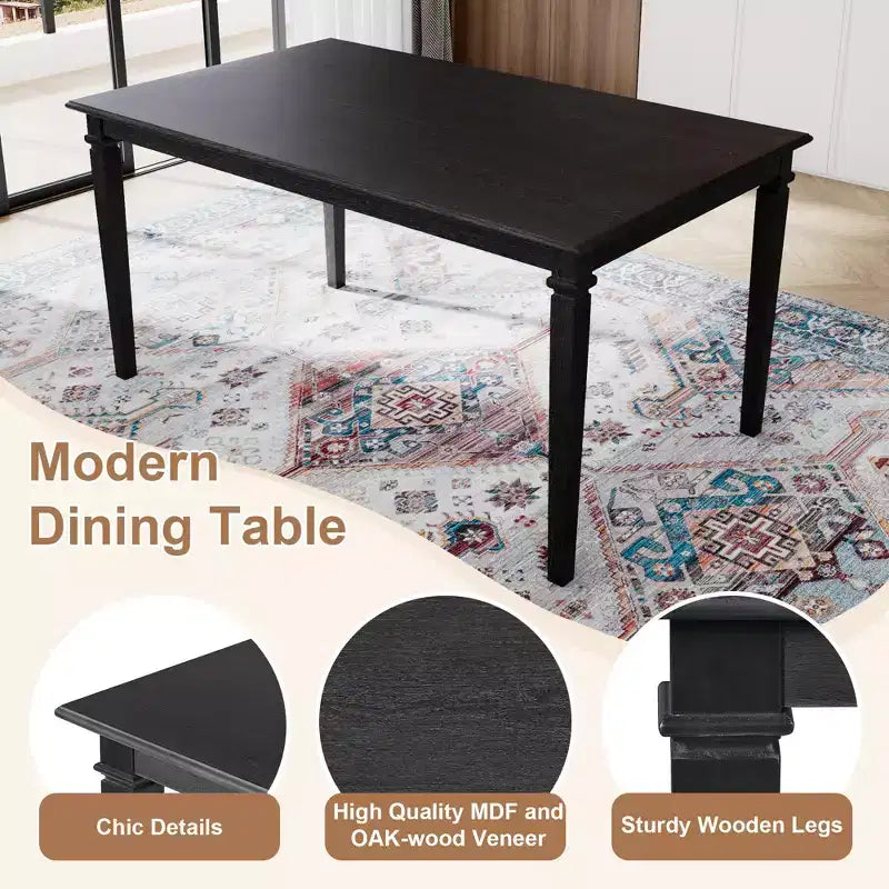 Set sala da pranzo rustico per 6, tavolo rettangolare in legno da 6 pezzi e 4 sedie con panca per cucina