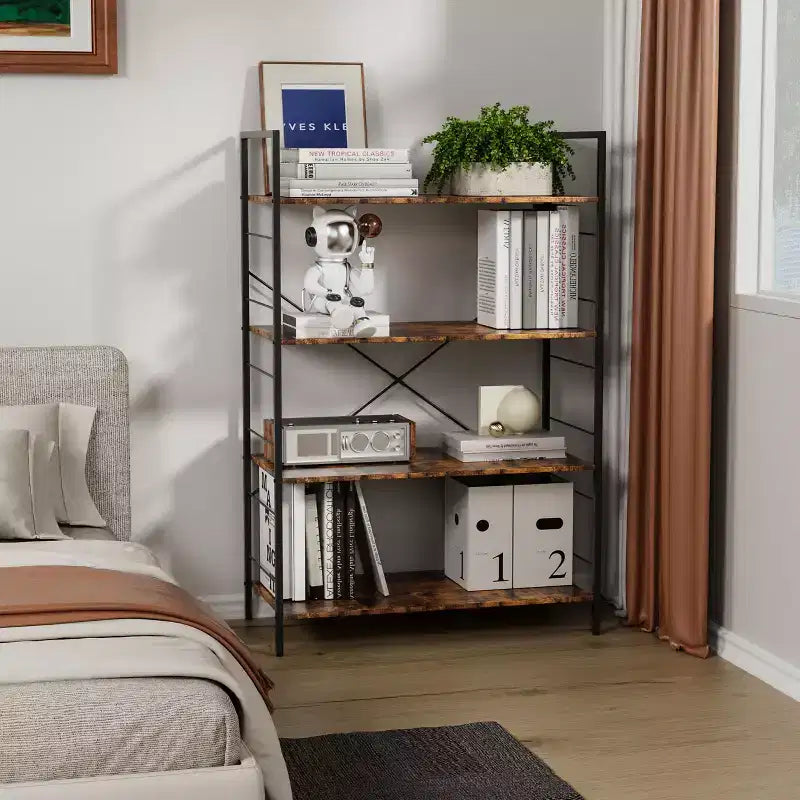 Libreria moderna semplice da 45 pollici, libreria in legno a 4 ripiani, scaffale multifunzionale adatto per soggiorno e camera da letto