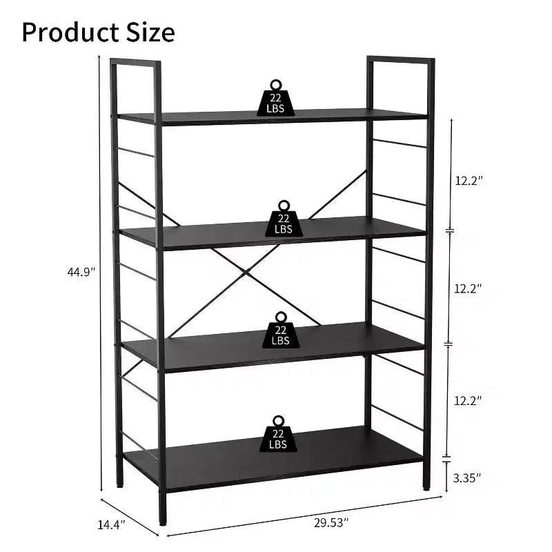 Libreria moderna semplice da 45 pollici, libreria in legno a 4 ripiani, scaffale multifunzionale adatto per soggiorno e camera da letto
