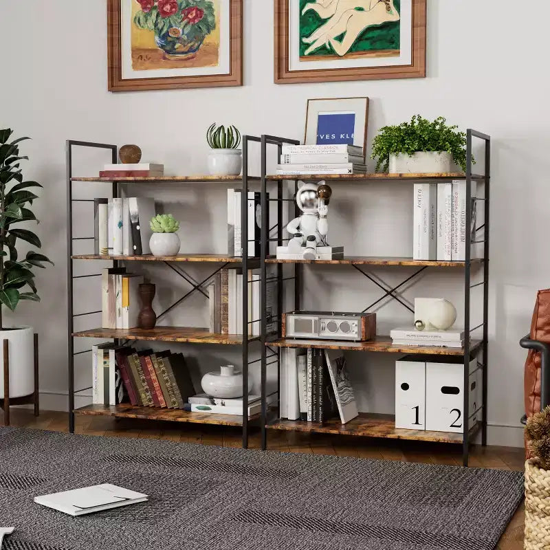 Libreria moderna semplice da 45 pollici, libreria in legno a 4 ripiani, scaffale multifunzionale adatto per soggiorno e camera da letto