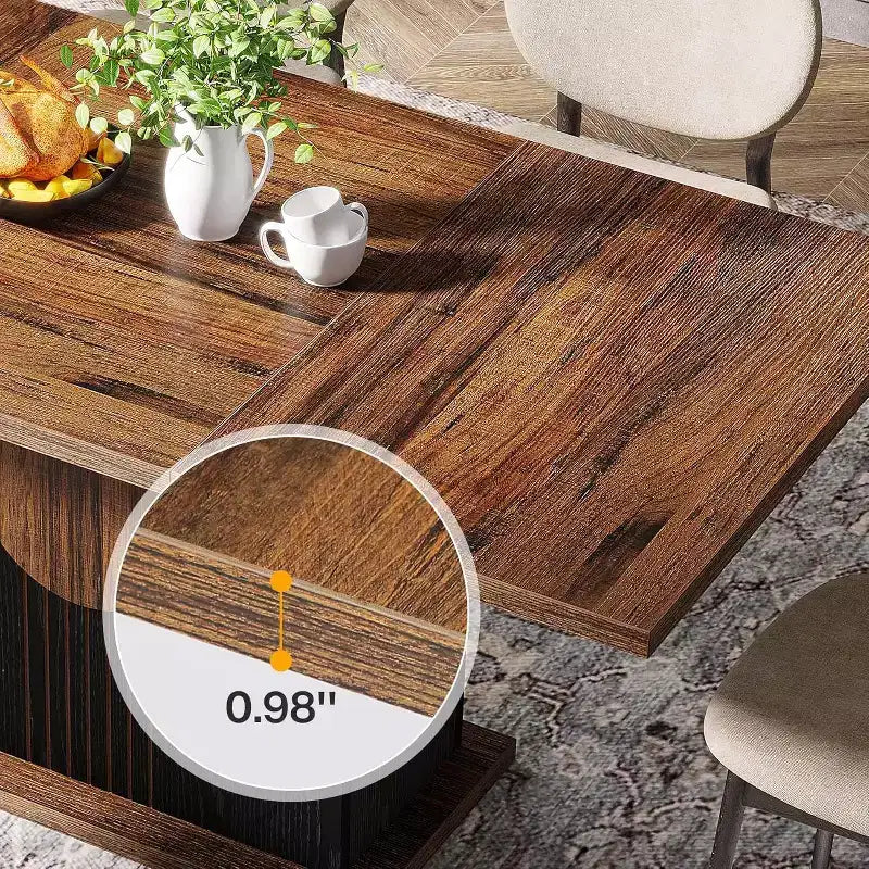 Tavolo da pranzo Lantine 55 Farmhouse per 4-6 persone, tavolo rettangolare in legno per cucina, sala da pranzo, soggiorno