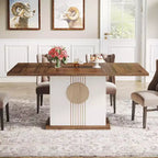 Tavolo da pranzo Lantine 55 Farmhouse per 4-6 persone, tavolo rettangolare in legno per cucina, sala da pranzo, soggiorno